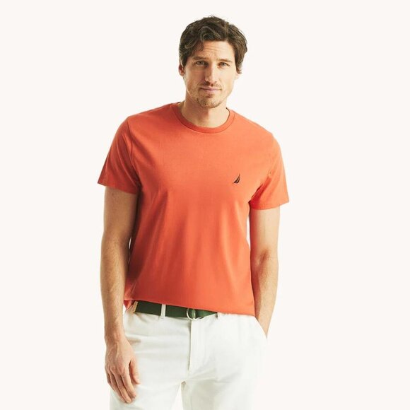 NAUTICA Men's Crewneck Deck T-Shirt Size XL In Cayenne - Picture 1 of 10